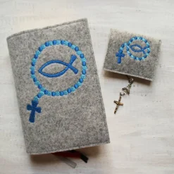 Bestickte Rosenkranztasche aus Filz *Motiv Rosenkranz *individuell angefertigt