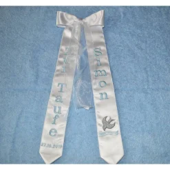 bestickte Schleife "Taube"