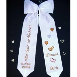 Bestickte Schleife zur Hochzeit! Geschenk!
