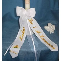 bestickte Schleife zur Kommunion, Konfirmation oder Taufe