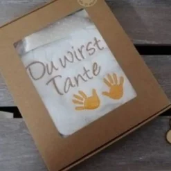 Bestickte Windel mit Spruch: DU WIRST TANTE