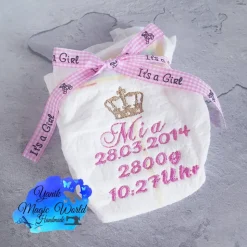 Bestickte Windel personalisierte Deko