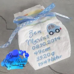 Bestickte Windel personalisierte Deko