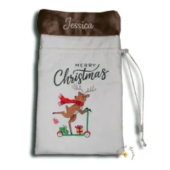 Bestickter Nikolausstiefel Weihnachtsstiefel Geschenkbeutel personalisierter Wunschname flauschige Krempe