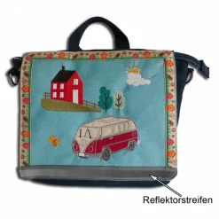 Bestickter personalisierter Kinderrucksack Kindergartenrucksack Kindertasche Kita VW Bulli mit Reflektorstreifen Namen