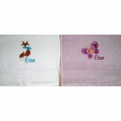 Besticktes Kinderhandtuch mit Tieren Namen Kita Erkennungsbilder Kindertagesstätte Tagesmutter Kindergarten