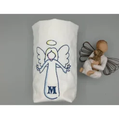 Besticktes Lichtersäckchen, Trauerlicht, Erinnerungslicht - Engel mit Initialen - Gedenklicht, Trauerbewältigung Sternen