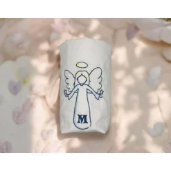 Besticktes Lichtersäckchen, Trauerlicht, Erinnerungslicht - Engel mit Initialen - Gedenklicht, Trauerbewältigung Sternen