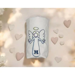 Besticktes Lichtersäckchen, Trauerlicht, Erinnerungslicht - Engel mit Initialen - Gedenklicht, Trauerbewältigung Sternen