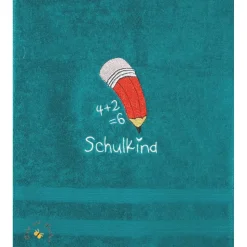 Besticktes personalisiertes Kinderhandtuch Stift Schulkind mit Namen Einschulung Schule