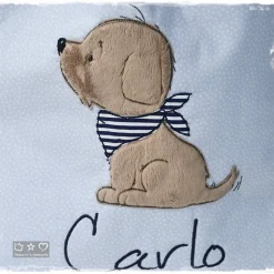 Beutel-/Rucksack blau mit Hund und Wunschname