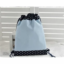 Beutel-/Rucksack hell-dunkelblau mit Bär und Wunschname