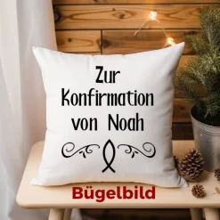 Bügelbild - Zur Konfirmation  - personalisierbares Bügelbild mit Wunschnamen - Applikation zum aufbügeln - A