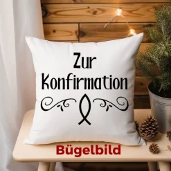 Bügelbild - Zur Konfirmation - Applikation zum aufbügeln - Aufbügler - christliches Bügelbild