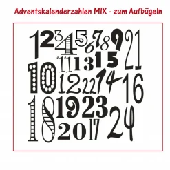 Bügelbild Adventskalender - Zahlen - MIX zum Aufbügeln