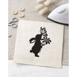 Bügelbild für Ostern - Frühlings Deko mit Blumen, Schmetterling und Osterhasen