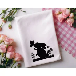 Bügelbild für Ostern - Frühlings Deko mit Blumen, Schmetterling und Osterhasen