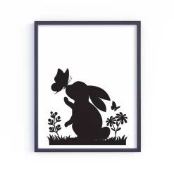 Bügelbild für Ostern - Frühlings Deko mit Blumen, Schmetterling und Osterhasen