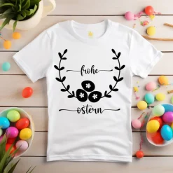 Bügelbild Frohe Ostern - Frühling / Bügelbilder Hase Ostermotiv/ Blumenranke