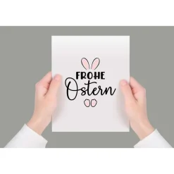 Bügelbild Frohe Ostern - mit Häschen / Osterhase / Bügelbilder Hase Ostermotiv/ Osterei/ Frühling -