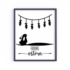 Bügelbild Frohe Ostern - mit Häschen / Osterhase / Bügelbilder Hase Ostermotiv/ Möhren - Osterei-