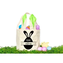 Bügelbild Frohe Ostern - mit Häschen / Osterhase / Bügelbilder Hase Ostermotiv/ Aufbügler Ostern - Osterei-