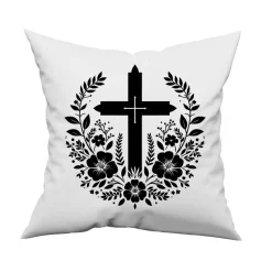 Bügelbild Kreuz und Blumen - Applikation zum aufbügeln - Aufbügler - christliches Bügelbild