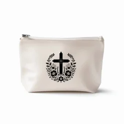 Bügelbild Kreuz und Blumen - Applikation zum aufbügeln - Aufbügler - christliches Bügelbild