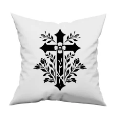 Bügelbild Kreuz und Blumen - Applikation zum aufbügeln - Aufbügler - christliches Bügelbild