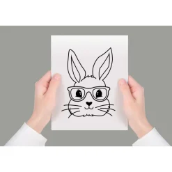 Bügelbild Osterhase in schwarz zum aufbügeln - Personalisierbares Bügelbild