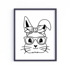 Bügelbild Osterhase Mädchen in schwarz zum aufbügeln - Personalisierbares Bügelbild