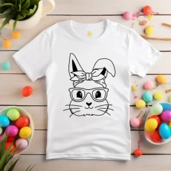 Bügelbild Osterhase Mädchen in schwarz zum aufbügeln - Personalisierbares Bügelbild