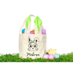 Bügelbild Osterhase Mädchen in schwarz zum aufbügeln - Personalisierbares Bügelbild