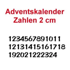 Bügelbild ZAHLEN #3 ADVENTSKALENDER – Flockfolie Velour, Zahlen 1-24, individuell wählbar