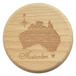 Bierglasdeckel Australien Trinkglasdeckel Gravur - Insektenschutz aus Buche - in 2 Sprachen erhältlich