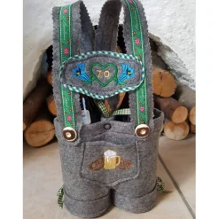 Biertragetasche Lederhose als Geschenk, Vatertagsgeschenk für den Mann oder zum Jubiläum ausreichend für zwei Bierflaschen. Personalisierbar