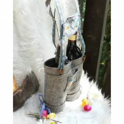 Biertragetasche Lederhose als Geschenk, Vatertagsgeschenk für den Mann oder zum Jubiläum ausreichend für zwei Bierflaschen. Personalisierbar
