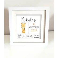 Bild zur Geburt | Geburtstag | Bilderrahmen | Taufe - INDIVIDUALISIERBAR
