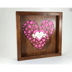 Bilderrahmen "personalisiertes Geldgeschenk zur Hochzeit" aus Fichtenholz, braun