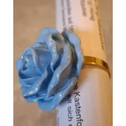 Blaue Rose Gutscheinhalter – Edle Verpackung für Geldgeschenke & Gutscheine mit Glitzer und Goldring