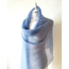 Blaues Tuch mit silberfarbigen Lurex, gestrickte Stola aus Mohair, festlicher Damen Schal helle Farbe