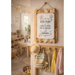 Blechschild auf Altholz - Kita Abschied - Geschenk für Erzieher/in - Schulkind Deko  Deko auf Altholz Landhaus 40 x 25cm