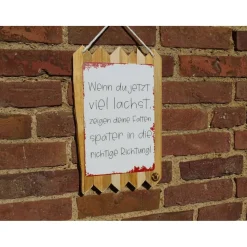 Blechschild auf Altholz - Wenn du jetzt viel lachst.. - Spruchschild mit Witz - Humorvolle Wanddekoration - Geschenk
