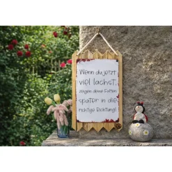 Blechschild auf Altholz - Wenn du jetzt viel lachst.. - Spruchschild mit Witz - Humorvolle Wanddekoration - Geschenk
