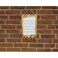 Blechschild auf Altholz - Wenn du jetzt viel lachst.. - Spruchschild mit Witz - Humorvolle Wanddekoration - Geschenk