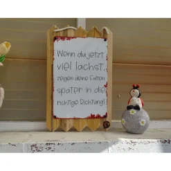Blechschild auf Altholz - Wenn du jetzt viel lachst.. - Spruchschild mit Witz - Humorvolle Wanddekoration - Geschenk