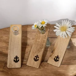 Blütenfreund Nordsee, Minivase Handarbeit aus Echtholz kleine Dekoration oder Geschenkidee für jeden Anlass