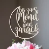 Blumen- / Tortenstecker "bis zum Mond und zurück" aus Holz, Caketopper, Tortentopper, Tortenfigur, Blumengesteck