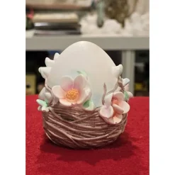 Blumen Osterei im Korb - Figur - Osterdekoration