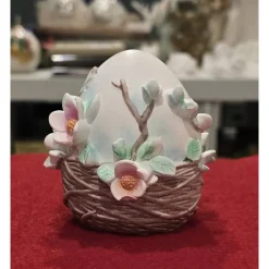 Blumen Osterei im Korb - Figur - Osterdekoration